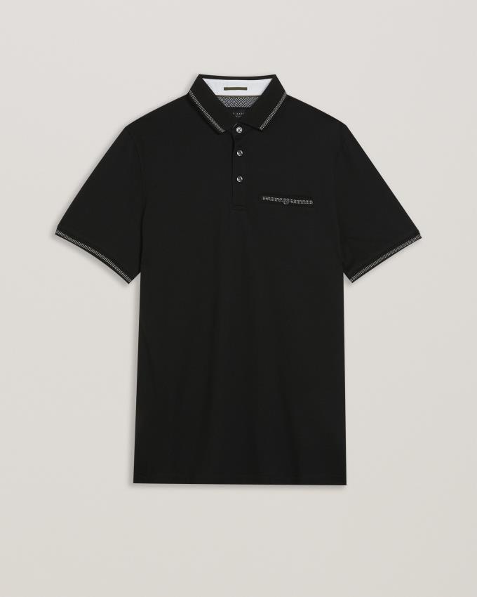 Polo Ted Baker Polo With Striped Details Noir Homme | OLL-12775137